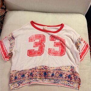 Red & white with colorful patterns